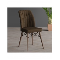 Scaun tapitat dining/bucatarie, Horizon Maro, material textil, cadru metal, picioare Lemn Scaun tapitat dining/bucatarie, Horizon Maro, material textil, cadru metal, picioare Lemn