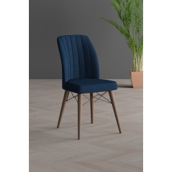 Scaun tapitat dining/bucatarie, Horizon Albastru Night, material textil, cadru metal, picioare Lemn Scaun tapitat dining/bucatarie, Horizon Albastru Night, material textil, cadru metal, picioare Lemn