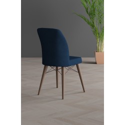 Scaun tapitat dining/bucatarie, Horizon Albastru Night, material textil, cadru metal, picioare Lemn Scaun tapitat dining/bucatarie, Horizon Albastru Night, material textil, cadru metal, picioare Lemn