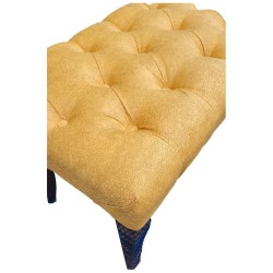 Canapea tip banca tapitata cu stofa, Mustar, 90 cm x 45 cm x 45 cm