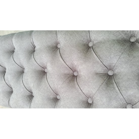 Canapea tip banca tapitata cu stofa, Gri, 90 cm x 45 cm x 45 cm