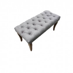 Canapea tip banca tapitata cu stofa, Gri, 90 cm x 45 cm x 45 cm