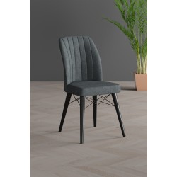 Scaun tapitat, Horizon Gri Antracit, material textil, picioare Lemn NEGRU , dining/bucatarie, cadru metal Scaun tapitat, Horizon Gri Antracit, material textil, picioare Lemn NEGRU , dining/bucatarie, cadru metal