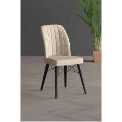 Set 6 Scaune tapitat dining/bucatarie,Horizon Crem, material textil, cadru metal, picioare Lemn Set 6 Scaune tapitat dining/bucatarie,Horizon Crem, material textil, cadru metal, picioare Lemn