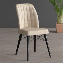 Set 6 Scaune tapitat dining/bucatarie,Horizon Crem, material textil, cadru metal, picioare Lemn Set 6 Scaune tapitat dining/bucatarie,Horizon Crem, material textil, cadru metal, picioare Lemn