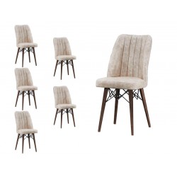 Set 6 Scaune tapitat dining/bucatarie,Horizon Crem, material textil, cadru metal, picioare Lemn Set 6 Scaune tapitat dining/bucatarie,Horizon Crem, material textil, cadru metal, picioare Lemn