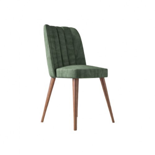Set 6 Scaune tapitat dining/bucatarie, Horizon Verde Inchis, material textil, cadru metal, picioare Lemn