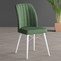 Scaun tapitat, Horizon Verde Night, material textil, picioare Metal  ALB , dining/bucatarie, cadru metal