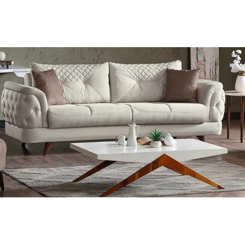Canapea extensibila Mina Crem, 3 locuri, 240x98x93 cm Canapea extensibila Mina Crem, 3 locuri, 240x98x93 cm