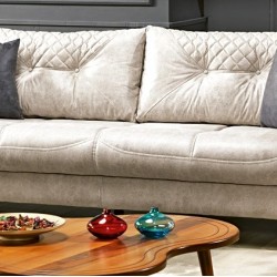 Canapea extensibila Mina Crem, 3 locuri, 240x98x93 cm