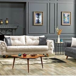 Canapea extensibila Mina Crem, 3 locuri, 240x98x93 cm