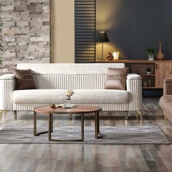 Canapele extensibile Madrid, Crem Bej, 3 locuri, 225x93 (112 x 180 cm cu pad) x h 83 cm