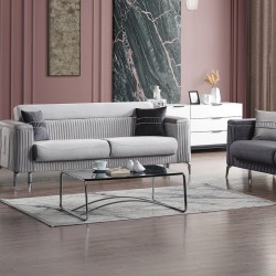 Canapele extensibile Siena, Gri, 3 locuri, 226x95 (113 cu pad) x h 94 cm