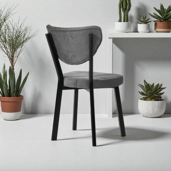 Scaun tapitat extra rezisdant picoare metal, HORECA, cafenea, dining, bucatarie, Gemstone, Gri, material catifea