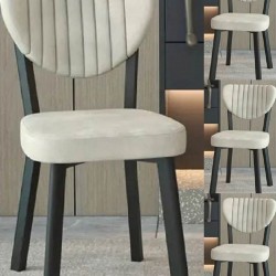 Set 4 Scaune Tapitat Catifea, Gemstone, pentru HoReCa, bucatarie, living, cadru extra rezistent metal negru, tapitat catifea Crem, 45 x 45 x 85 cm