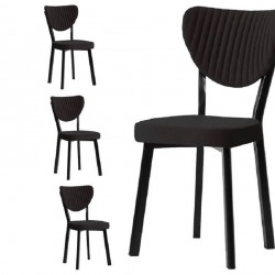 Set 4 Scaune Tapitat Catifea, Gemstone, pentru HoReCa, bucatarie, living, cadru extra rezistent metal negru, tapitat catifea Negru, 45 x 45 x 85 cm