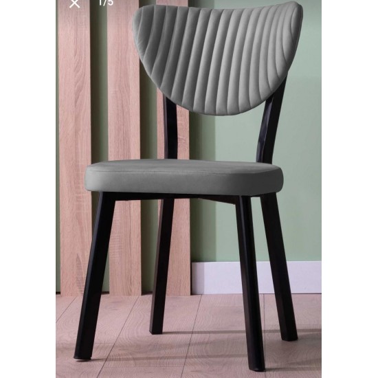 Scaun tapitat extra rezisdant picoare metal, HORECA, cafenea, dining, bucatarie, Gemstone, Gri, material catifea