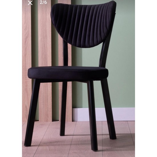 Scaun tapitat extra rezisdant picoare metal, HORECA, cafenea, dining, bucatarie, Gemstone, Negru, material catifea