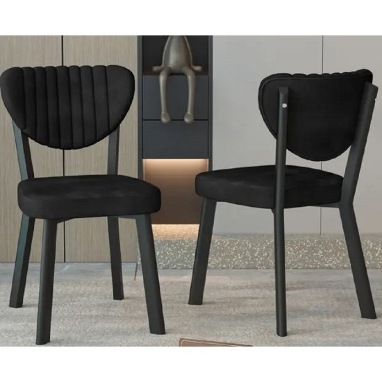 Scaun tapitat extra rezisdant picoare metal, HORECA, cafenea, dining, bucatarie, Gemstone, Negru, material catifea