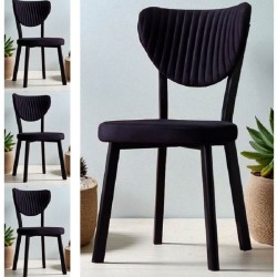 Set 4 Scaune Tapitat Catifea, Gemstone, pentru HoReCa, bucatarie, living, cadru extra rezistent metal negru, tapitat catifea Negru, 45 x 45 x 85 cm