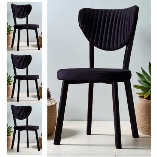 Set 4 Scaune Tapitat Catifea, Gemstone, pentru HoReCa, bucatarie, living, cadru extra rezistent metal negru, tapitat catifea Negru, 45 x 45 x 85 cm