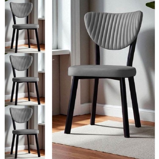 Set 4 Scaune Tapitat Catifea, Gemstone, pentru HoReCa, bucatarie, living, cadru extra rezistent metal negru, tapitat catifea Gri, 45 x 45 x 85 cm Set 4 Scaune Tapitat Catifea, Gemstone, pentru HoReCa, bucatarie, living, cadru extra rezistent metal negru, tapitat catifea Gri, 45 x 45 x 85 cm