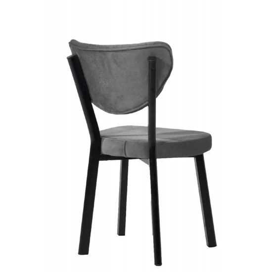 Set 4 Scaune Tapitat Catifea, Gemstone, pentru HoReCa, bucatarie, living, cadru extra rezistent metal negru, tapitat catifea Gri, 45 x 45 x 85 cm Set 4 Scaune Tapitat Catifea, Gemstone, pentru HoReCa, bucatarie, living, cadru extra rezistent metal negru, tapitat catifea Gri, 45 x 45 x 85 cm