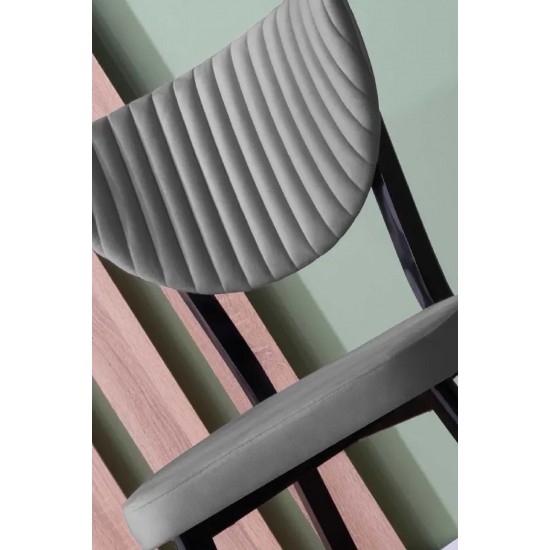 Scaun tapitat extra rezisdant picoare metal, HORECA, cafenea, dining, bucatarie, Gemstone, Gri, material catifea