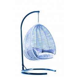 Balansoar suspendat Casafun, 112x100x120/220 cm, otel/macrome sinteti, Gri Albastru, Negru