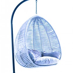 Balansoar suspendat Casafun, 112x100x120/220 cm, otel/macrome sinteti, Gri Albastru, Negru