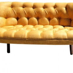 Canapele-London Times, Mustar, Tapitat Textil, Cadru si Picioare Lemn