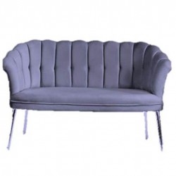 Canapele-London Queen GRI, Tapitat Textil cadifea, Cadru Lemn, picioare metal auriu