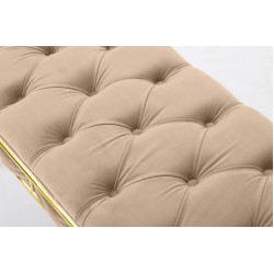 Canapea Bancuta Golden Master, Crem, stofa catifea, picioare metal auriu, 105 cm x 45 cm x 45 cm