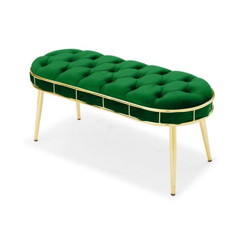 Canapea Bancuta Golden Master, Verde Smarald, stofa catifea, picioare metal auriu, 105 cm x 45 cm x 45 cm