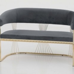 Canapele-London Master Gri, Tapitat catifea, Cadru si picioare metal auriu Canapele-London Master Gri, Tapitat catifea, Cadru si picioare metal auriu