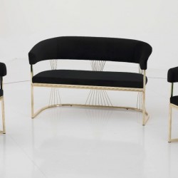 Canapele-London Master Negru, Tapitat catifea, Cadru si picioare metal auriu Canapele-London Master Negru, Tapitat catifea, Cadru si picioare metal auriu