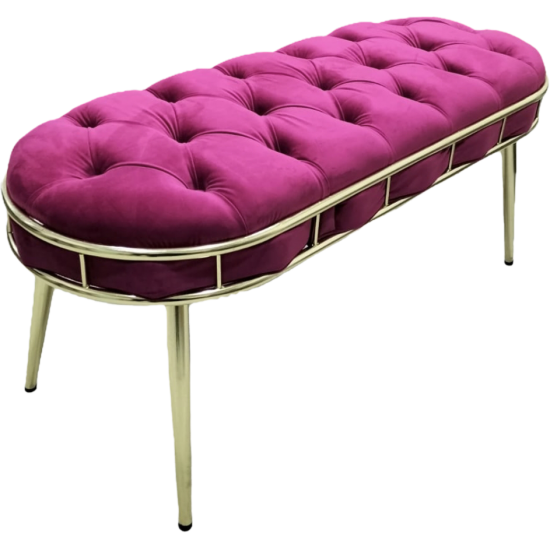 Canapea Bancuta Golden Master, Bordo, stofa catifea, picioare metal auriu, 105 cm x 45 cm x 45 cm