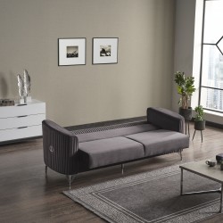 Canapele extensibile EBRU, Gri, 3 locuri, 225x87 (113 cu pad) x h 94 cm