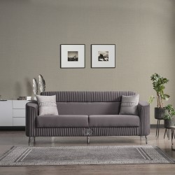 Canapele extensibile EBRU, Gri, 3 locuri, 225x87 (113 cu pad) x h 94 cm