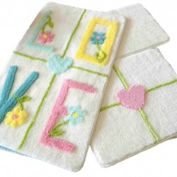"LOVE GALBEN" Set 3 Covorase de baie, 100 % Acril