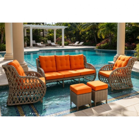 Set de Lux pentru Terasă „Bosfor Hanzade”,Orange Set de Lux pentru Terasă „Bosfor Hanzade”,Orange