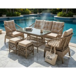 Set Complet Mobilier de Terasă VIP „Bosfor Ebrar” – Lux și Confort pentru 7 Persoane Set Complet Mobilier de Terasă VIP „Bosfor Ebrar” – Lux și Confort pentru 7 Persoane