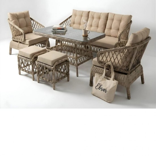 Set Complet Mobilier de Terasă VIP „Bosfor Ebrar” – Lux și Confort pentru 7 Persoane