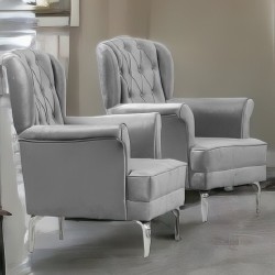 ROMANCE Berger, Bella Gri, catifea, picioare metal auriu