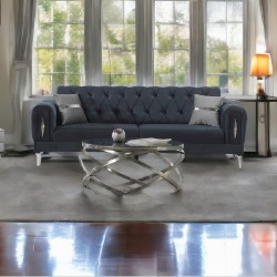 ROMANCE Berger, Bella Gri, catifea, picioare metal auriu